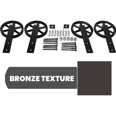 Ekena Millwork Exterior Dummy Roller Double-Panel Hardware Set w/ 4 Fixed Wagon Wheel Hangers (track not included) GB6004EHWPBZ